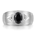Rylos Men's Rings Classic Design 8X6MM Oval Gemstone &amp; Sparkling Diamond Ring - Color Stone Birthstone Rings for Men, Sterling Silver Rings in Sizes 8-13. Elevate Your Style with Timeless Elegance!