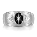 Rylos Men's Rings Classic Design 8X6MM Oval Gemstone &amp; Sparkling Diamond Ring - Color Stone Birthstone Rings for Men, Sterling Silver Rings in Sizes 8-13. Elevate Your Style with Timeless Elegance!