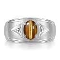 Rylos Men's Rings Classic Design 8X6MM Oval Gemstone &amp; Sparkling Diamond Ring - Color Stone Birthstone Rings for Men, Sterling Silver Rings in Sizes 8-13. Elevate Your Style with Timeless Elegance!