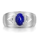 Rylos Men's Rings Classic Design 8X6MM Oval Gemstone &amp; Sparkling Diamond Ring - Color Stone Birthstone Rings for Men, Sterling Silver Rings in Sizes 8-13. Elevate Your Style with Timeless Elegance!