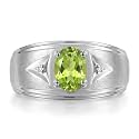 Rylos Men's Rings Classic Design 8X6MM Oval Gemstone &amp; Sparkling Diamond Ring - Color Stone Birthstone Rings for Men, Sterling Silver Rings in Sizes 8-13. Elevate Your Style with Timeless Elegance!
