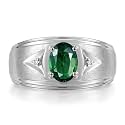 Rylos Men's Rings Classic Design 8X6MM Oval Gemstone &amp; Sparkling Diamond Ring - Color Stone Birthstone Rings for Men, Sterling Silver Rings in Sizes 8-13. Elevate Your Style with Timeless Elegance!