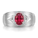 Rylos Men's Rings Classic Design 8X6MM Oval Gemstone &amp; Sparkling Diamond Ring - Color Stone Birthstone Rings for Men, Sterling Silver Rings in Sizes 8-13. Elevate Your Style with Timeless Elegance!