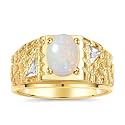 Rylos Men's Rings Designer Nugget Ring: Oval 9X7MM Gemstone &amp; Sparkling Diamonds - Color Stone Birthstone Rings for Men, Yellow Gold Plated Silver Rings in Sizes 8-13. Mens Jewelry