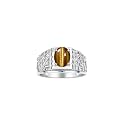 Rylos Men's Rings Designer Nugget Ring: Oval 9X7MM Gemstone &amp; Sparkling Diamonds - Color Stone Birthstone Rings for Men, Sterling Silver Rings in Sizes 8-13. Mens Jewelry