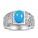 Rylos Men's Rings Designer Nugget Ring: Oval 9X7MM Gemstone &amp; Sparkling Diamonds - Color Stone Birthstone Rings for Men, Sterling Silver Rings in Sizes 8-13. Mens Jewelry