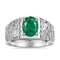 Rylos Men's Rings Designer Nugget Ring: Oval 9X7MM Gemstone &amp; Sparkling Diamonds - Color Stone Birthstone Rings for Men, Sterling Silver Rings in Sizes 8-13. Mens Jewelry