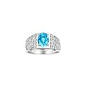 Rylos Men's Rings Designer Nugget Ring: Oval 9X7MM Gemstone &amp; Sparkling Diamonds - Color Stone Birthstone Rings for Men, Sterling Silver Rings in Sizes 8-13. Mens Jewelry