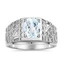 Rylos Men's Rings Designer Nugget Ring: Oval 9X7MM Gemstone &amp; Sparkling Diamonds - Color Stone Birthstone Rings for Men, Sterling Silver Rings in Sizes 8-13. Mens Jewelry