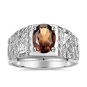Rylos Men's Rings Designer Nugget Ring: Oval 9X7MM Gemstone &amp; Sparkling Diamonds - Color Stone Birthstone Rings for Men, Sterling Silver Rings in Sizes 8-13. Mens Jewelry