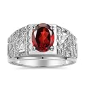 Rylos Men's Rings Designer Nugget Ring: Oval 9X7MM Gemstone &amp; Sparkling Diamonds - Color Stone Birthstone Rings for Men, Sterling Silver Rings in Sizes 8-13. Mens Jewelry