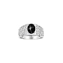 Rylos Men's Rings Designer Nugget Ring: Oval 9X7MM Gemstone &amp; Sparkling Diamonds - Color Stone Birthstone Rings for Men, Sterling Silver Rings in Sizes 8-13. Mens Jewelry