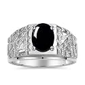Rylos Men's Rings Designer Nugget Ring: Oval 9X7MM Gemstone &amp; Sparkling Diamonds - Color Stone Birthstone Rings for Men, Sterling Silver Rings in Sizes 8-13. Mens Jewelry