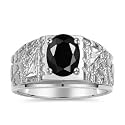 Rylos Men's Rings Designer Nugget Ring: Oval 9X7MM Gemstone &amp; Sparkling Diamonds - Color Stone Birthstone Rings for Men, Sterling Silver Rings in Sizes 8-13. Mens Jewelry