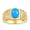 Rylos Men's Rings Designer Nugget Ring: Oval 9X7MM Gemstone &amp; Sparkling Diamonds - Color Stone Birthstone Rings for Men, Yellow Gold Plated Silver Rings in Sizes 8-13. Mens Jewelry