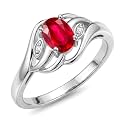 Rylos Ring featuring Classic Style, 6X4MM Birthstone Gemstone, &amp; Diamonds - Elegant Jewelry for Women in Sterling Silver, Sizes 5-10