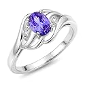 Rylos Ring featuring Classic Style, 6X4MM Birthstone Gemstone, &amp; Diamonds - Elegant Jewelry for Women in Sterling Silver, Sizes 5-10