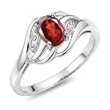 Rylos Ring featuring Classic Style, 6X4MM Birthstone Gemstone, &amp; Diamonds - Elegant Jewelry for Women in Sterling Silver, Sizes 5-10
