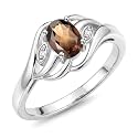 Rylos Ring featuring Classic Style, 6X4MM Birthstone Gemstone, &amp; Diamonds - Elegant Jewelry for Women in Sterling Silver, Sizes 5-10
