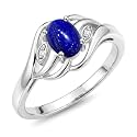 Rylos Ring featuring Classic Style, 6X4MM Birthstone Gemstone, &amp; Diamonds - Elegant Jewelry for Women in Sterling Silver, Sizes 5-10
