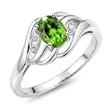 Rylos Ring featuring Classic Style, 6X4MM Birthstone Gemstone, &amp; Diamonds - Elegant Jewelry for Women in Sterling Silver, Sizes 5-10
