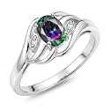 Rylos Ring featuring Classic Style, 6X4MM Birthstone Gemstone, &amp; Diamonds - Elegant Jewelry for Women in Sterling Silver, Sizes 5-10