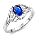 Rylos Ring featuring Classic Style, 6X4MM Birthstone Gemstone, &amp; Diamonds - Elegant Jewelry for Women in Sterling Silver, Sizes 5-10