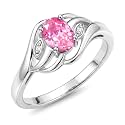 Rylos Ring featuring Classic Style, 6X4MM Birthstone Gemstone, &amp; Diamonds - Elegant Jewelry for Women in Sterling Silver, Sizes 5-10