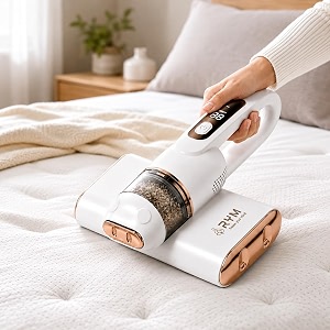 rym cordless bed amp upholstery vacuum cleaner for mattress sofa pillows amp car seats  uv-c sterilization  hepa filter  7000 beatsmin deep cleaning technology  type-c charging  rymmr001