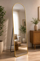 Ryme Tempered Glass Arched Full Length Wall Mirror with Gold Metal Frame 160 x 50 cm Decorative Mirror