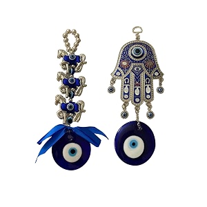 ryme vastu feng shui evil eye wall hanging with for good luck prosperity zodaic success health wealth office home decor amp car three horse and hamsa hand
