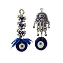 Ryme Vastu Feng Shui Evil Eye Wall Hanging With for Good Luck Prosperity Zodaic Success Health Wealth Office Home Decor &amp; Car (Three Horse And Hamsa Hand)