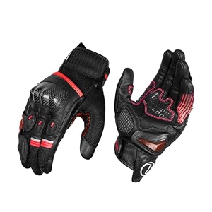 rynox tornado pro 4 gloves  motorcycle riding gloves  impact protection  abrasion resistance  fast-r carpus bone protector  carbon edition - black red small