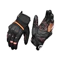 Rynox Tornado Pro 4 Gloves – Motorcycle Riding Leather Gloves | Carbon Edition | Impact Protection | Abrasion Resistance | Fast-R Carpus Bone Protector - Black Orange, 2XL