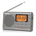 Portable AM/FM/Shortwave Radio, Batteries Operated Pocket Radios, Large Digital Display, Clock Radio with Alarm and Sleep Function, Earphone Included