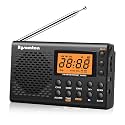 Portable AM/FM/Shortwave Radio, Batteries Operated Pocket Radios, Large Digital Display, Clock Radio with Alarm and Sleep Function, Earphone Included