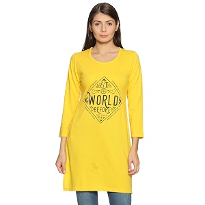 rysh women39s cotton regular fit long sleeve longline t-shirt golden mustard 5xl