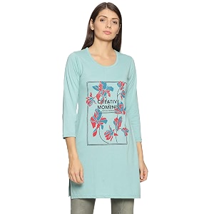 rysh women39s plus size printed nightshirt  round neck  34 sleeve  relaxed fit long nightwear top 