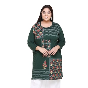 rysh women39s plus size printed kurta  round neck  34 sleeve  relaxed fit