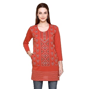 rysh women39s plus size printed kurta  round neck  34 sleeve  relaxed fit