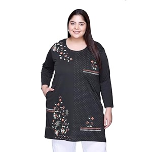 rysh women39s plus size printed kurta  round neck  34 sleeve  relaxed fit