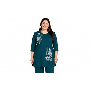 rysh women39s plus size printed kurta  round neck  34 sleeve  relaxed fit
