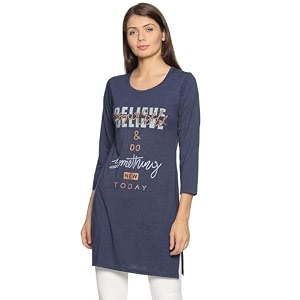 rysh women39s plus size printed kurta  round neck  34 sleeve  relaxed fit