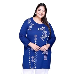 rysh women39s plus size printed kurta  round neck  34 sleeve  relaxed fit