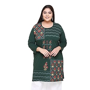 rysh women39s plus size printed kurta  round neck  34 sleeve  relaxed fit