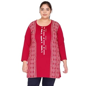 rysh women39s plus size printed kurta  round neck  34 sleeve  relaxed fit