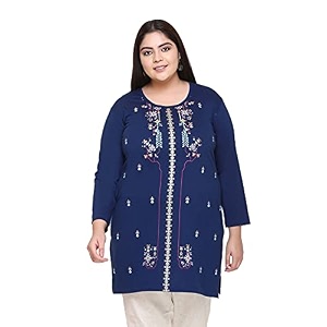 rysh women39s plus size printed kurta  round neck  34 sleeve  relaxed fit