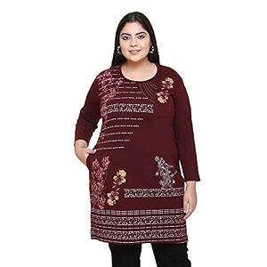 rysh women39s plus size printed kurta  round neck  34 sleeve  relaxed fit