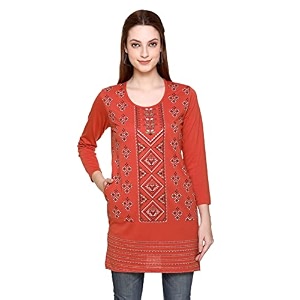 rysh women39s plus size printed kurta  round neck  34 sleeve  relaxed fit