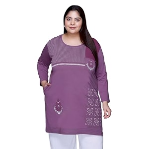 rysh women39s plus size printed kurta  round neck  34 sleeve  relaxed fit